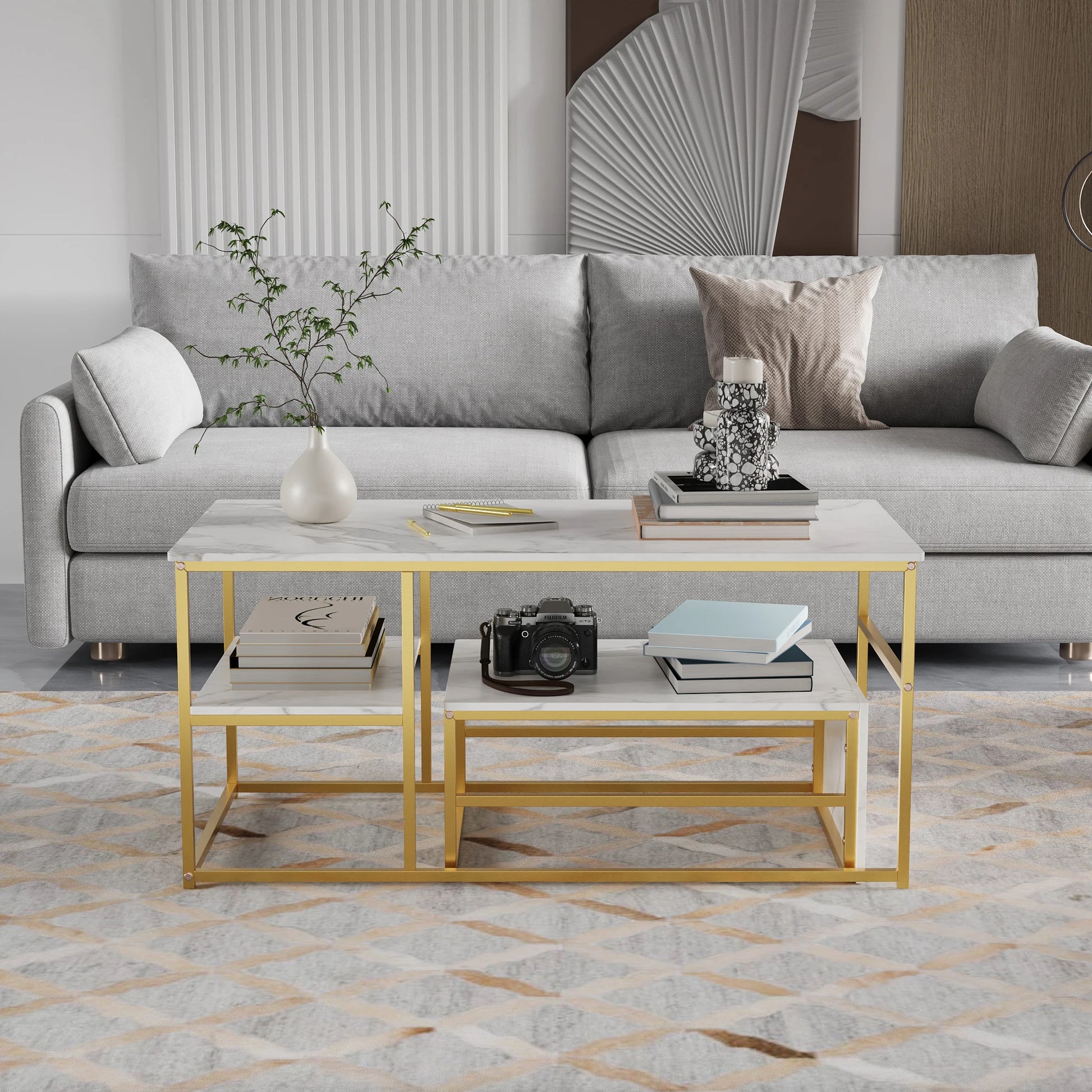 Luxe salontafel met marmeren blad in 2 varianten