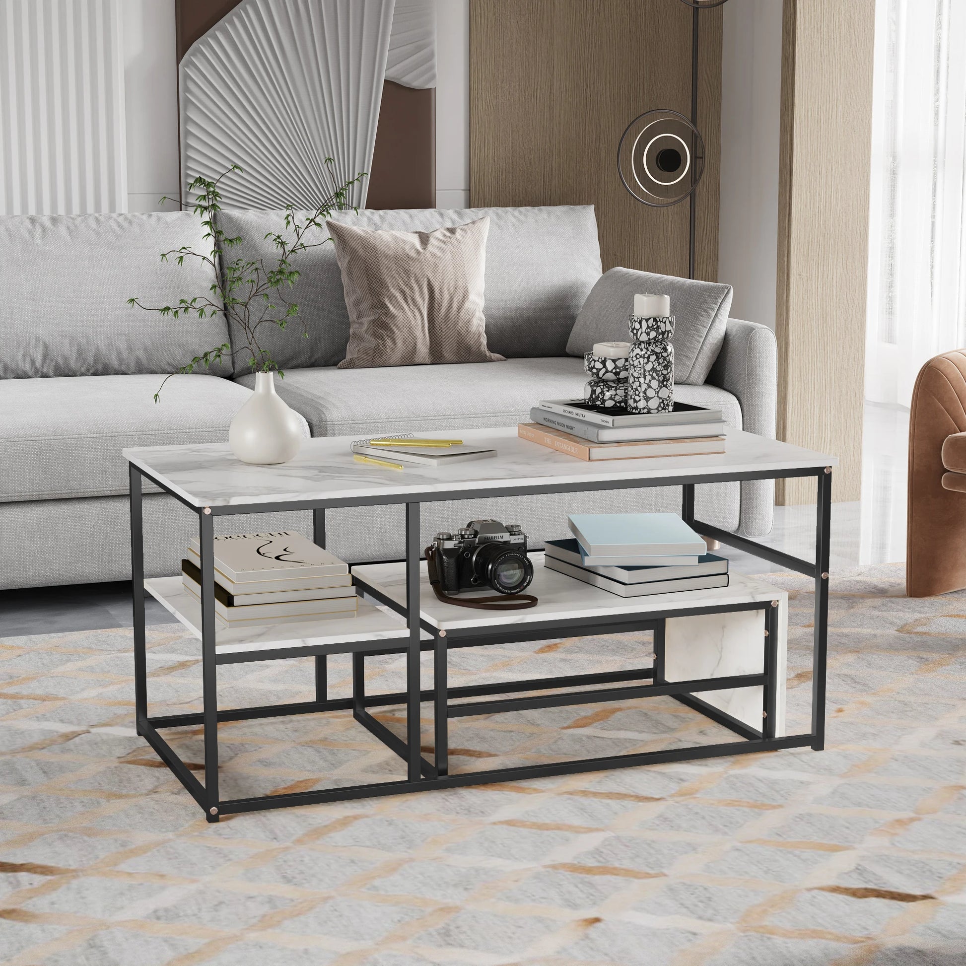 Luxe salontafel met marmeren blad in 2 varianten