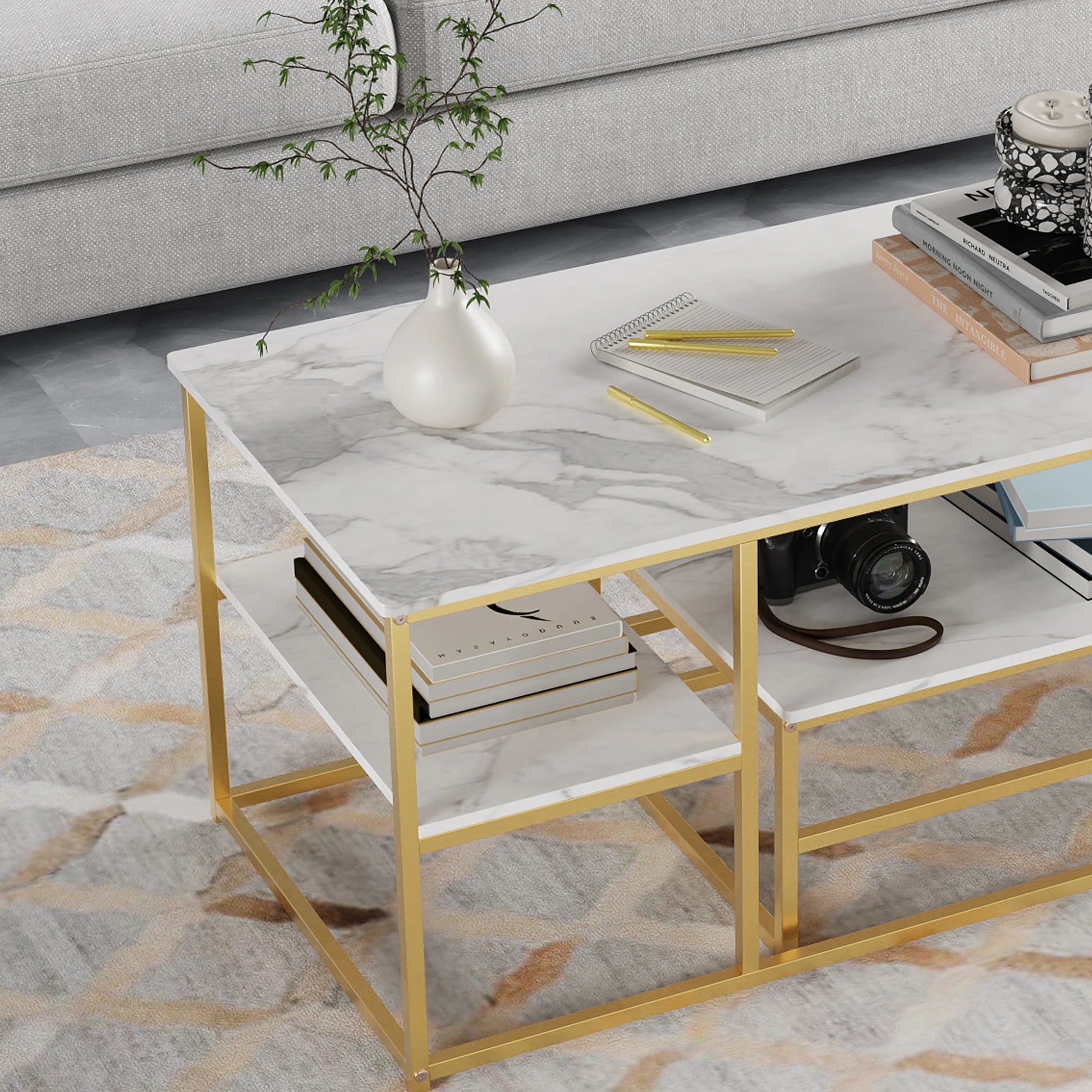 Luxe salontafel met marmeren blad in 2 varianten