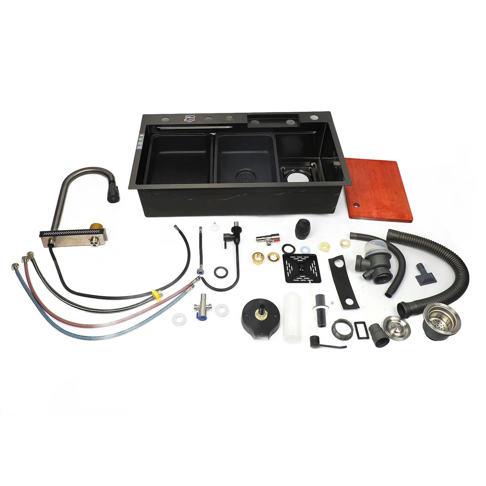 Luxe multifunctionele RVS wasbak – complete set met 4 waterfuncties