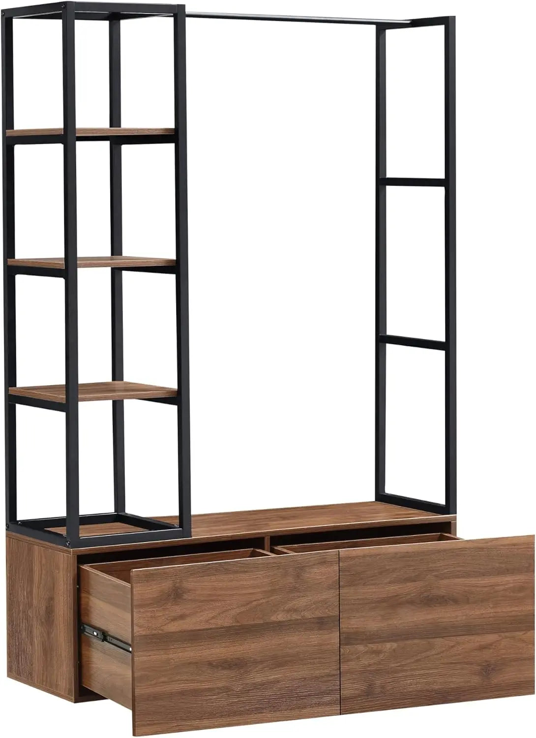 Industriële open kledingkast met opberglades