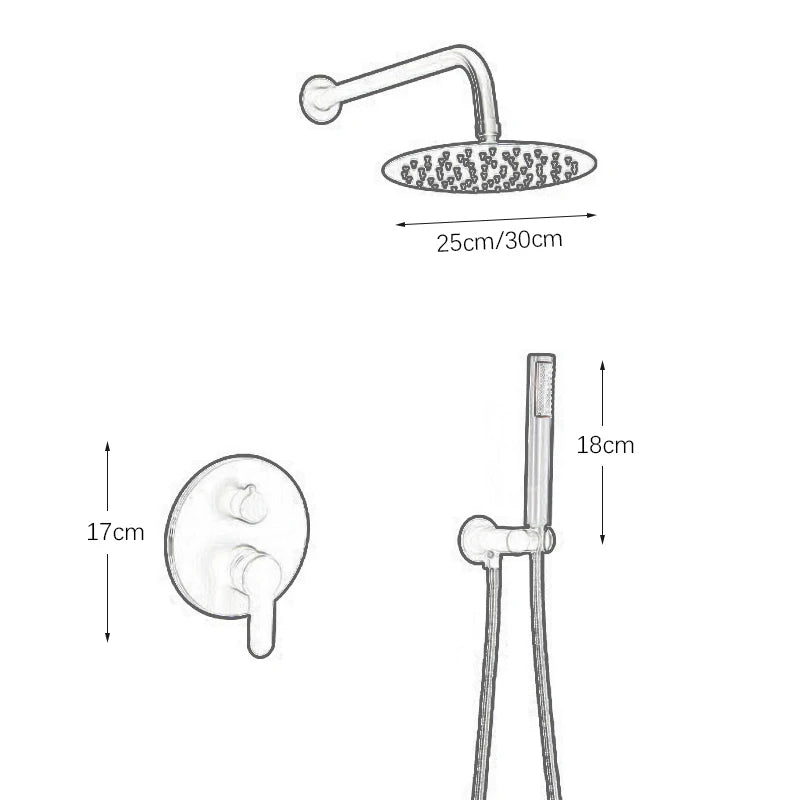 Luxe inbouw doucheset – wand- en plafondmodel