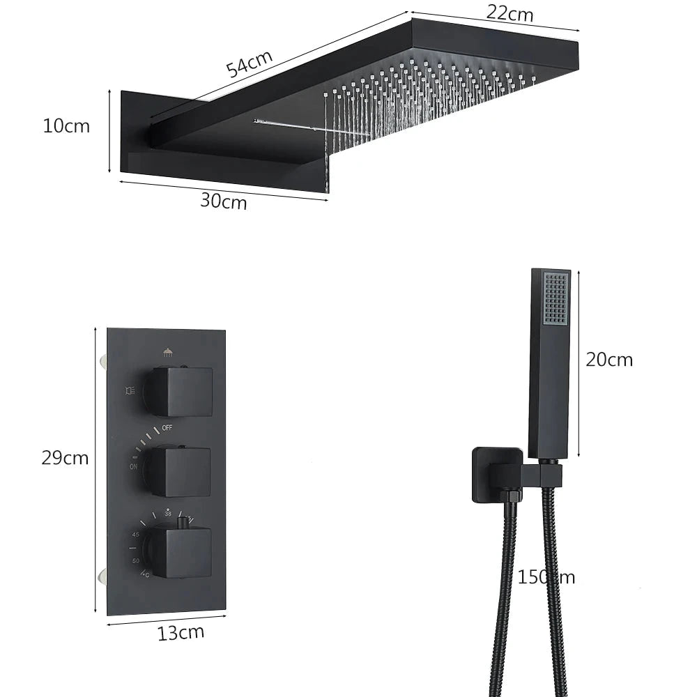 Luxe wanddouche met regendouche en watervalfunctie