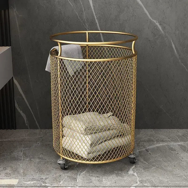 Luxe Wasmanden met 360° Draaibare Wielen (Goud & Zwart)