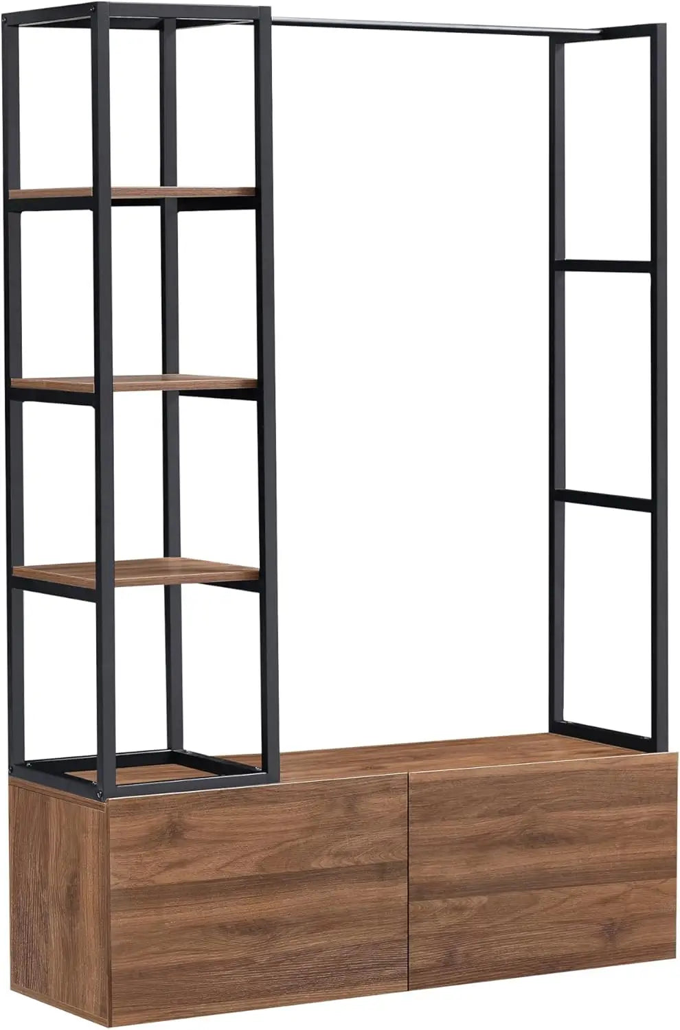 Industriële open kledingkast met opberglades