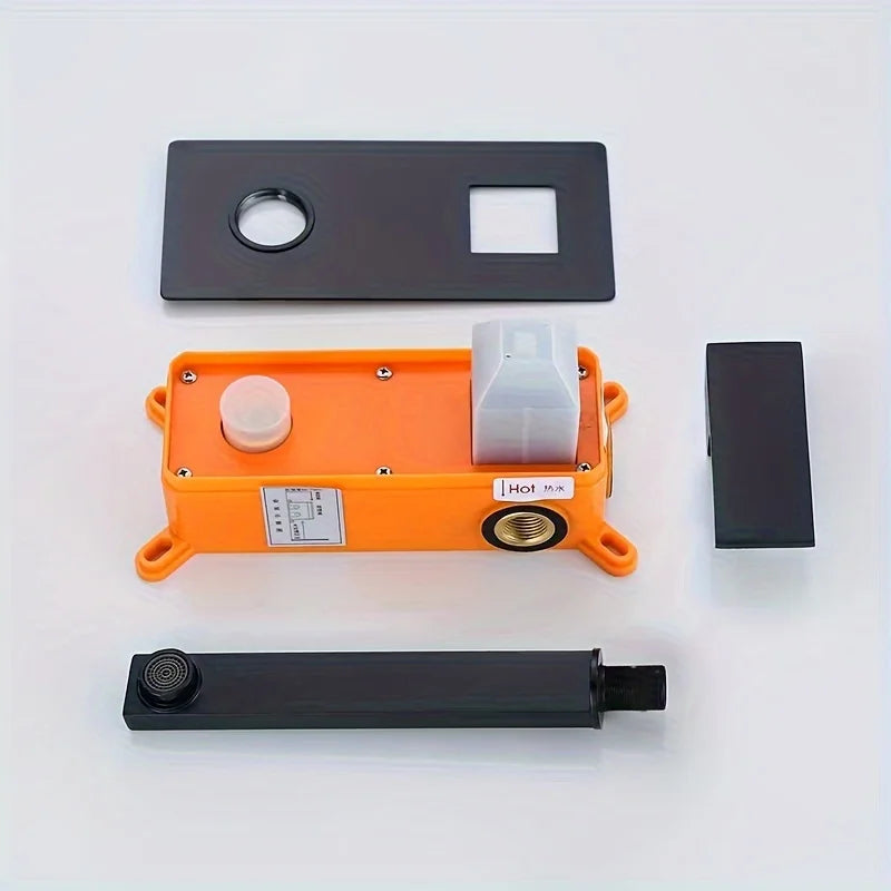 Inbouw wastafelkraan – modern design (zwart & zilver)