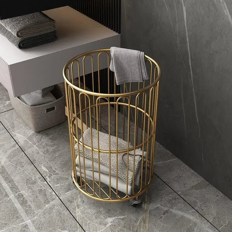 Luxe Wasmanden met 360° Draaibare Wielen (Goud & Zwart)