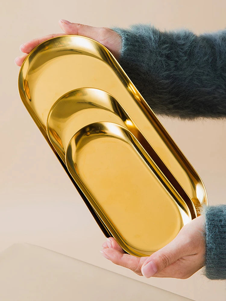 Luxe Gouden Opbergbakjes (Set van 3 Maten)