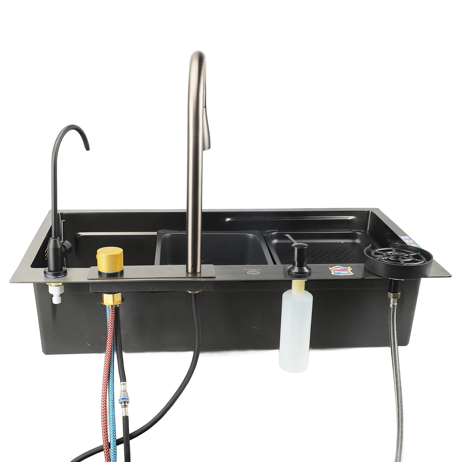 Luxe multifunctionele RVS wasbak – complete set met 4 waterfuncties