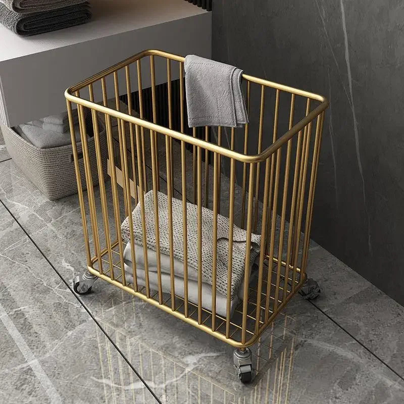 Luxe Wasmanden met 360° Draaibare Wielen (Goud & Zwart)