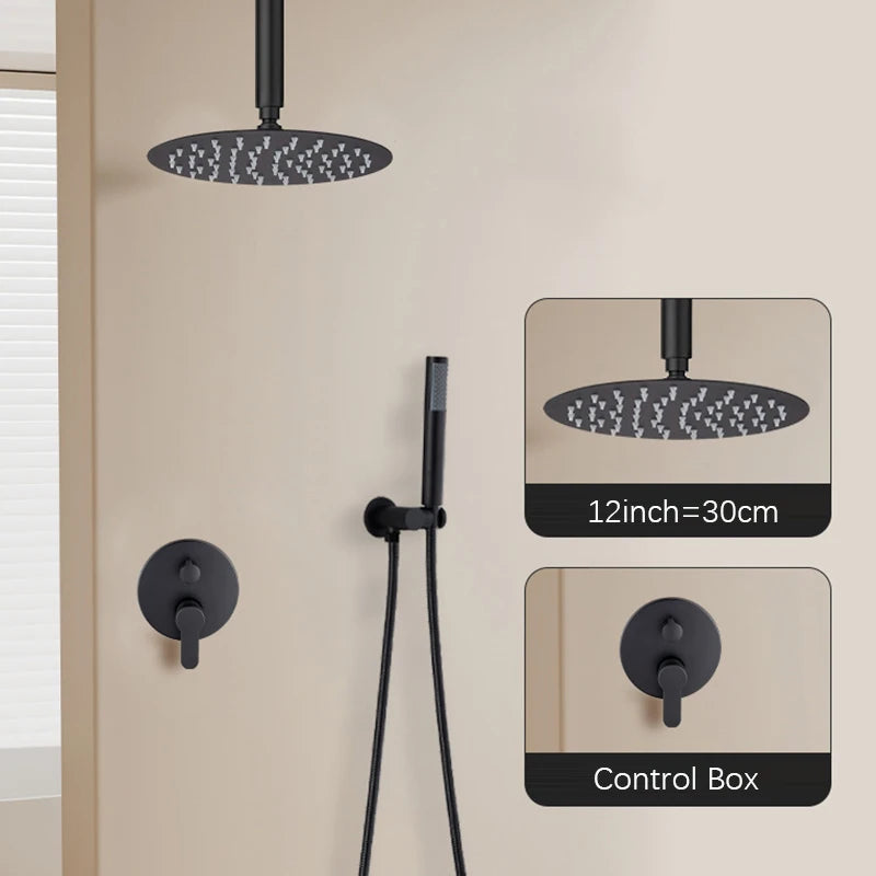 Luxe inbouw doucheset – wand- en plafondmodel